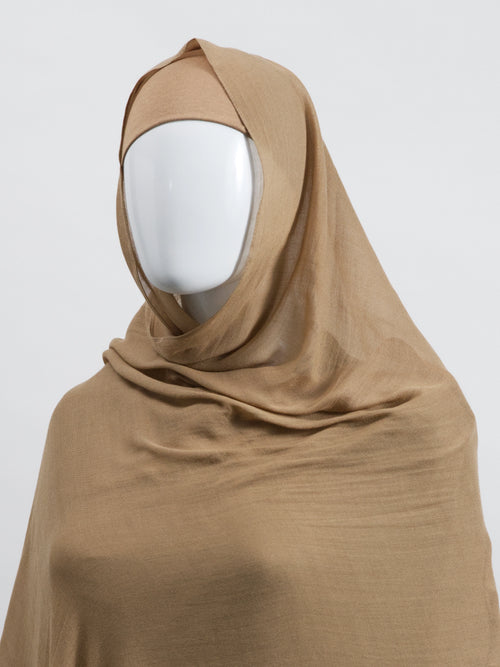 Modal Cotton Scarf & Cap Set - Warm Sepia