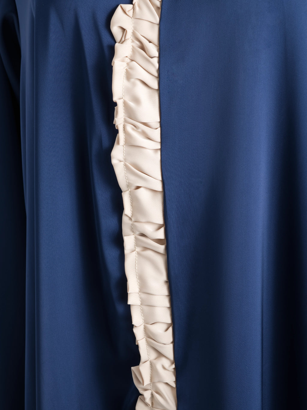 Ruffle Crepe Abaya - Midnight Blue