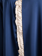Ruffle Crepe Abaya - Midnight Blue