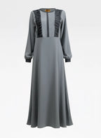Timeless Slate Grey Pleated Abaya