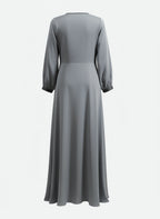 Timeless Slate Grey Pleated Abaya