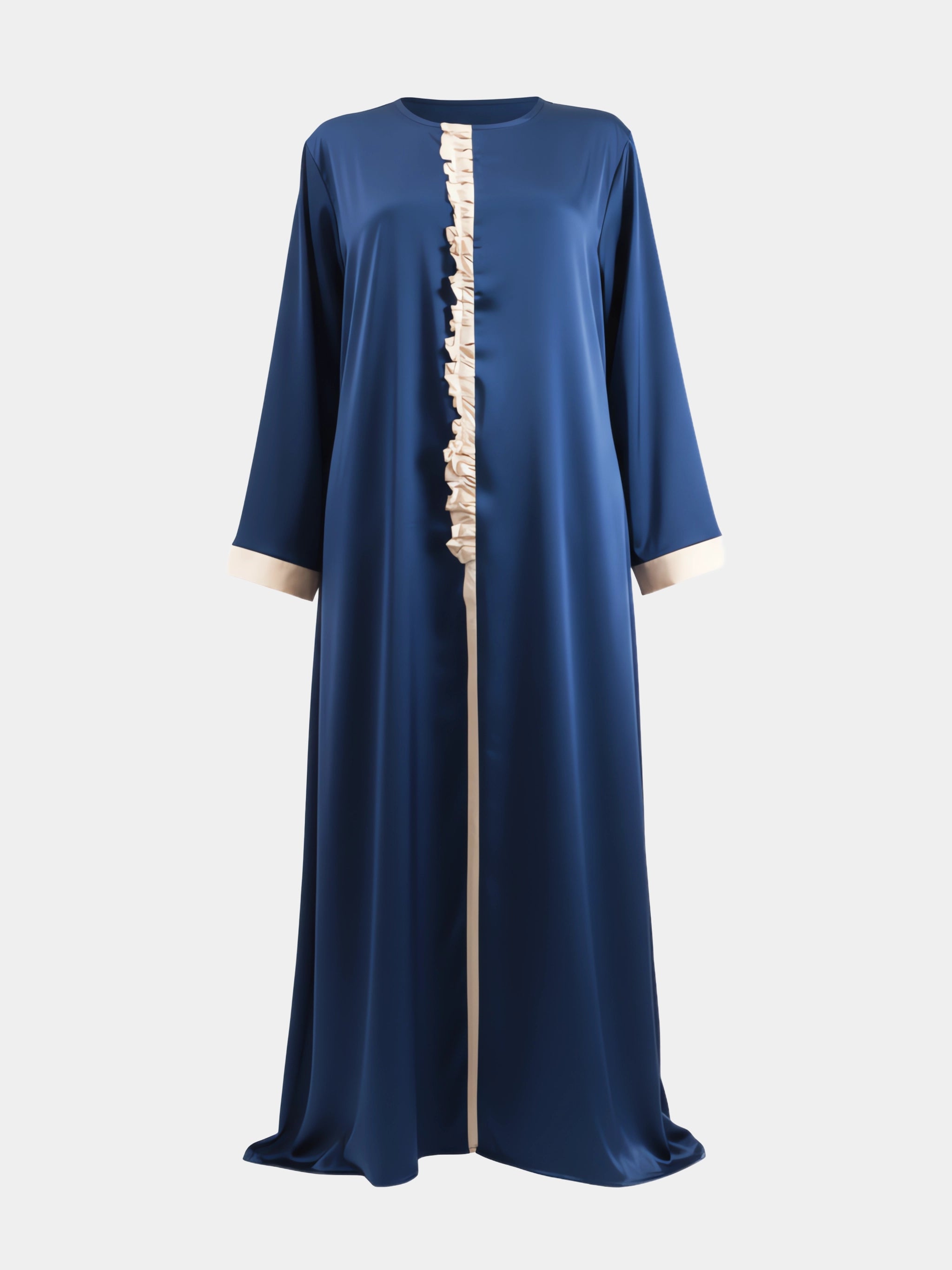 Ruffle Crepe Abaya - Midnight Blue