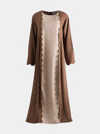 Scallop Linen Abaya - Earth & Sand