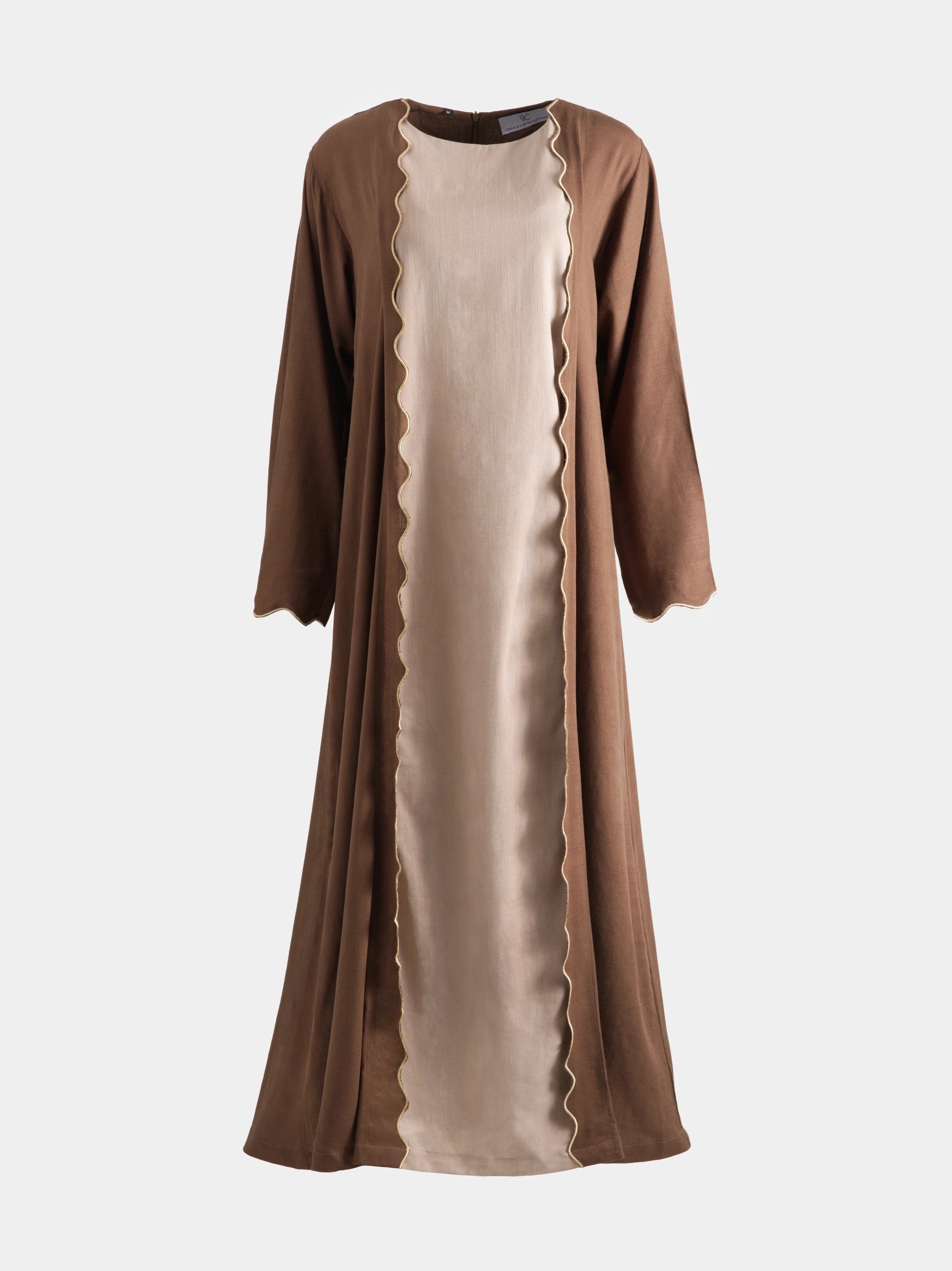 Scallop Linen Abaya - Earth & Sand