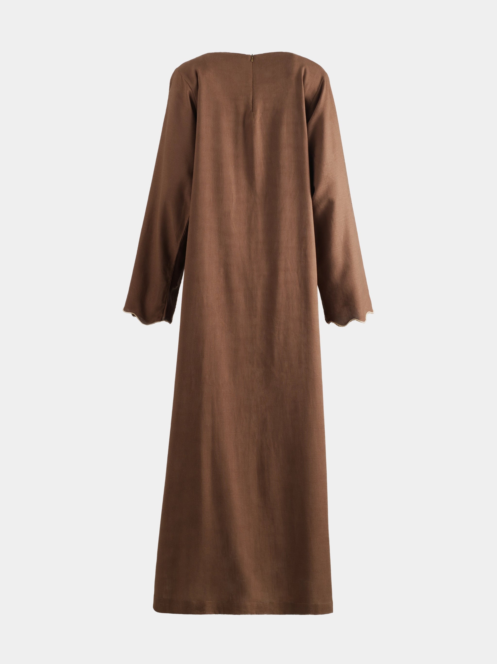 Scallop Linen Abaya - Earth & Sand