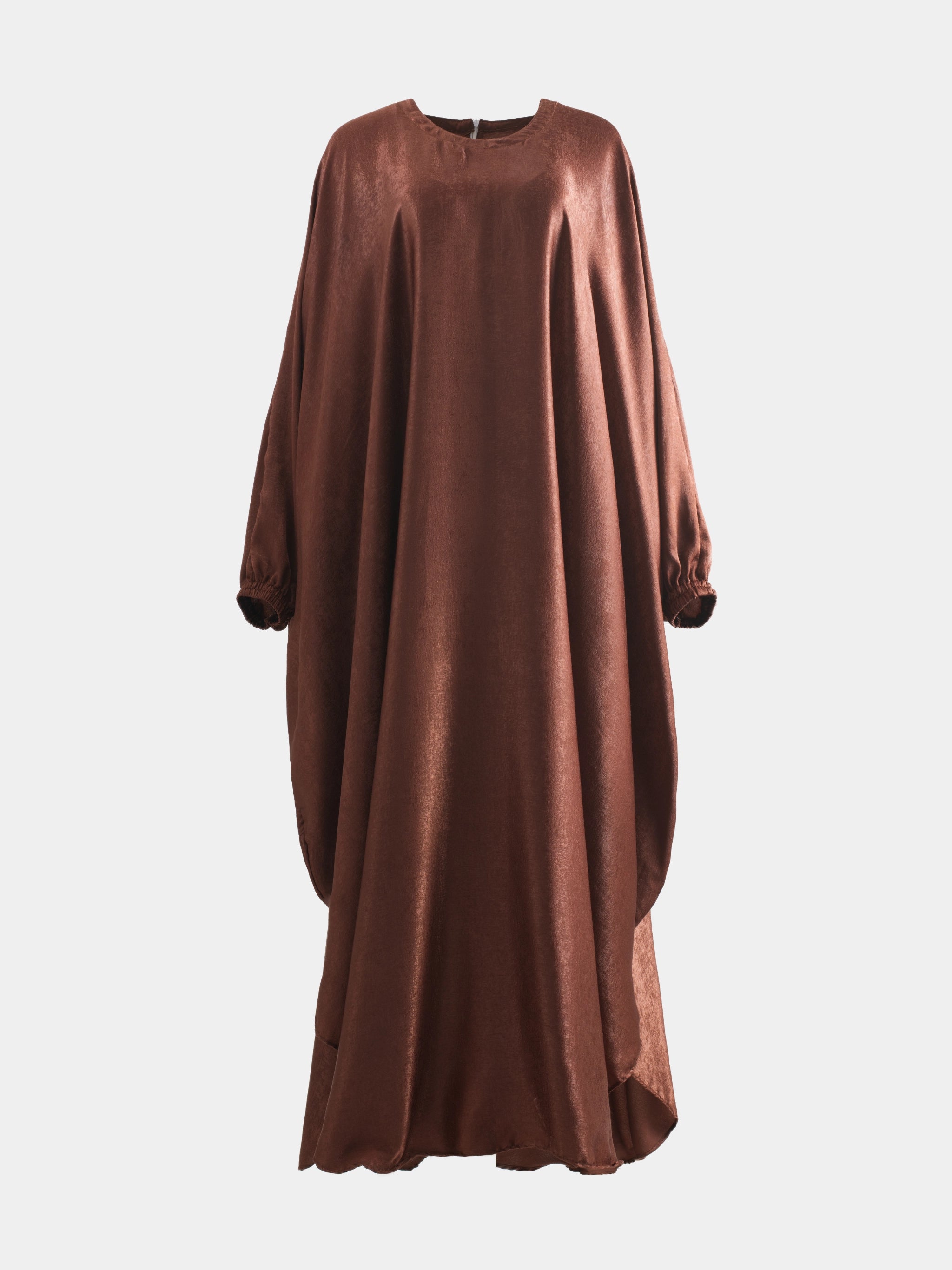 Crushed Silk Butterfly Abaya - Earth Brown