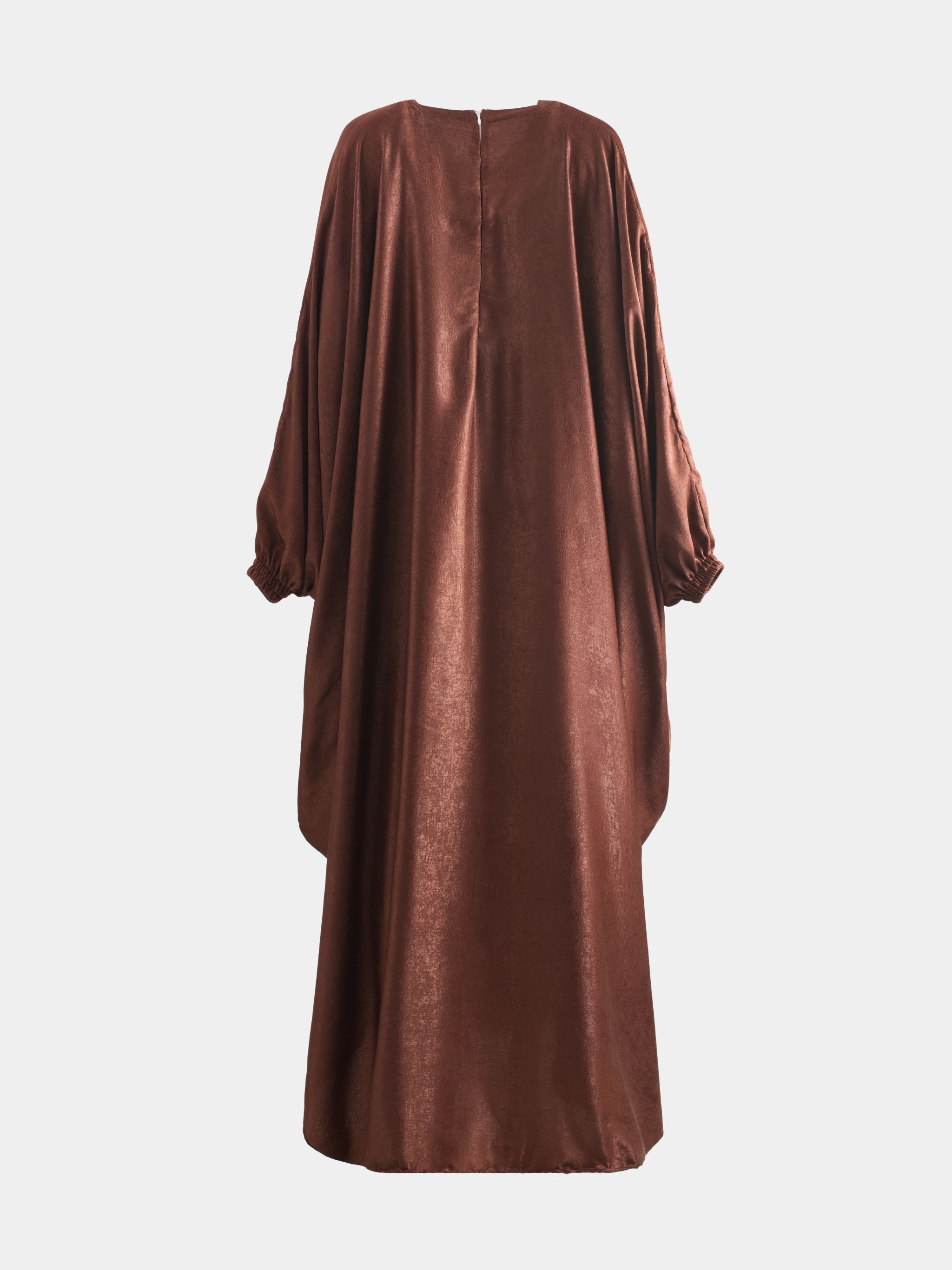 Crushed Silk Butterfly Abaya - Earth Brown
