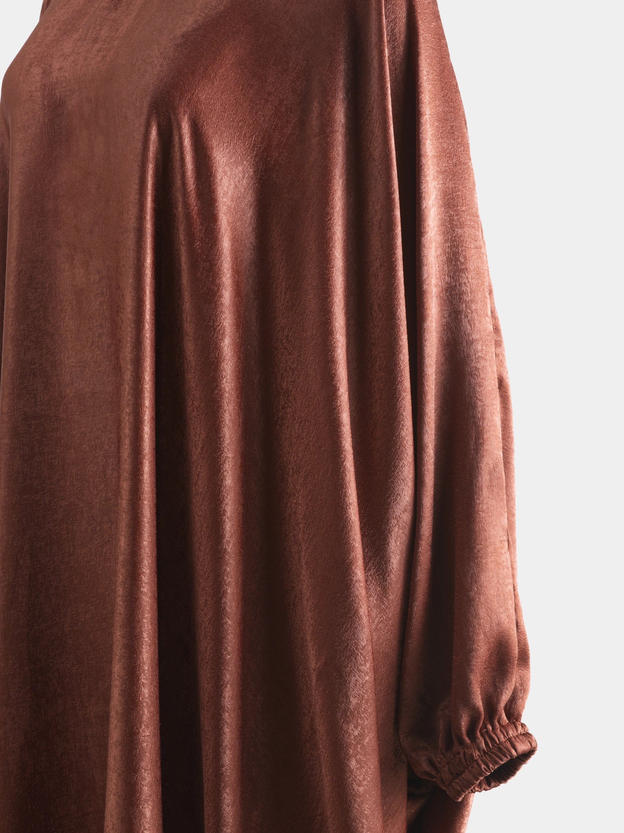 Crushed Silk Butterfly Abaya - Earth Brown