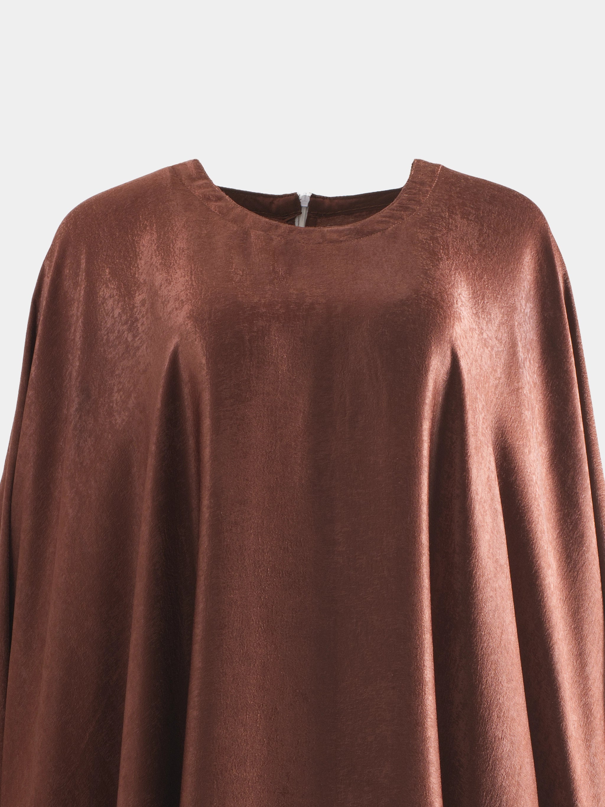 Crushed Silk Butterfly Abaya - Earth Brown