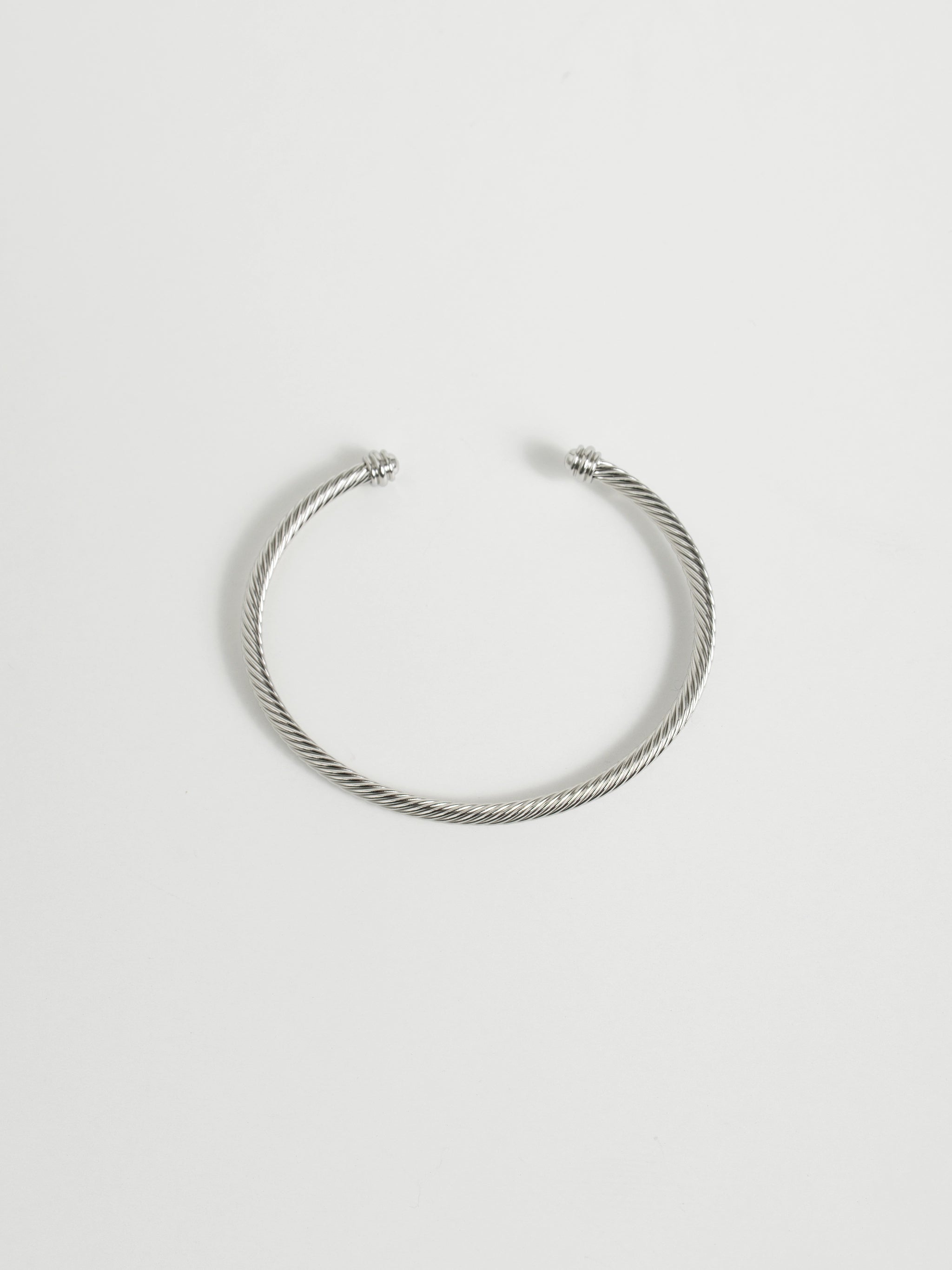 Halima Twisted Silver Cable Bangle