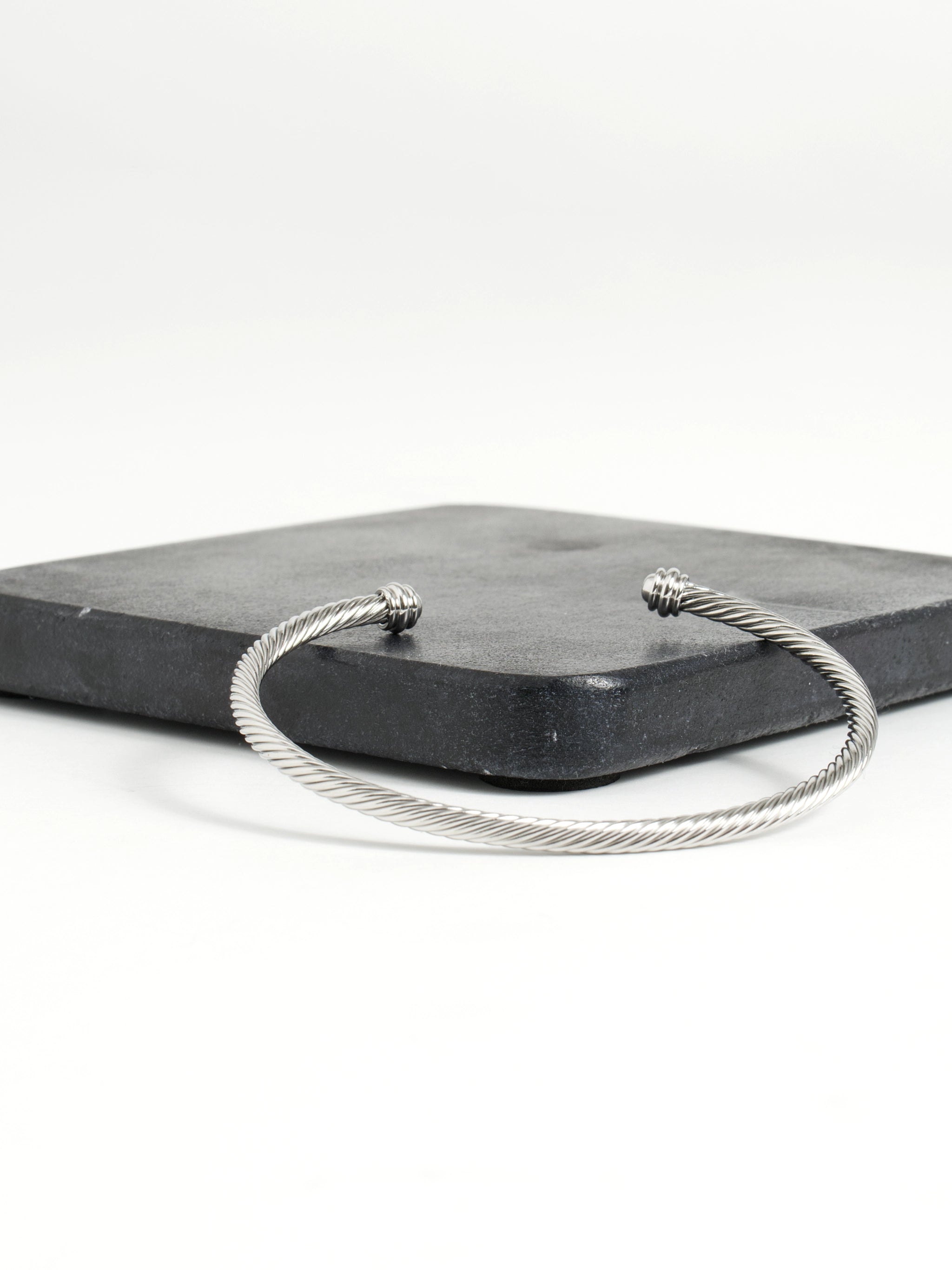 Halima Twisted Silver Cable Bangle