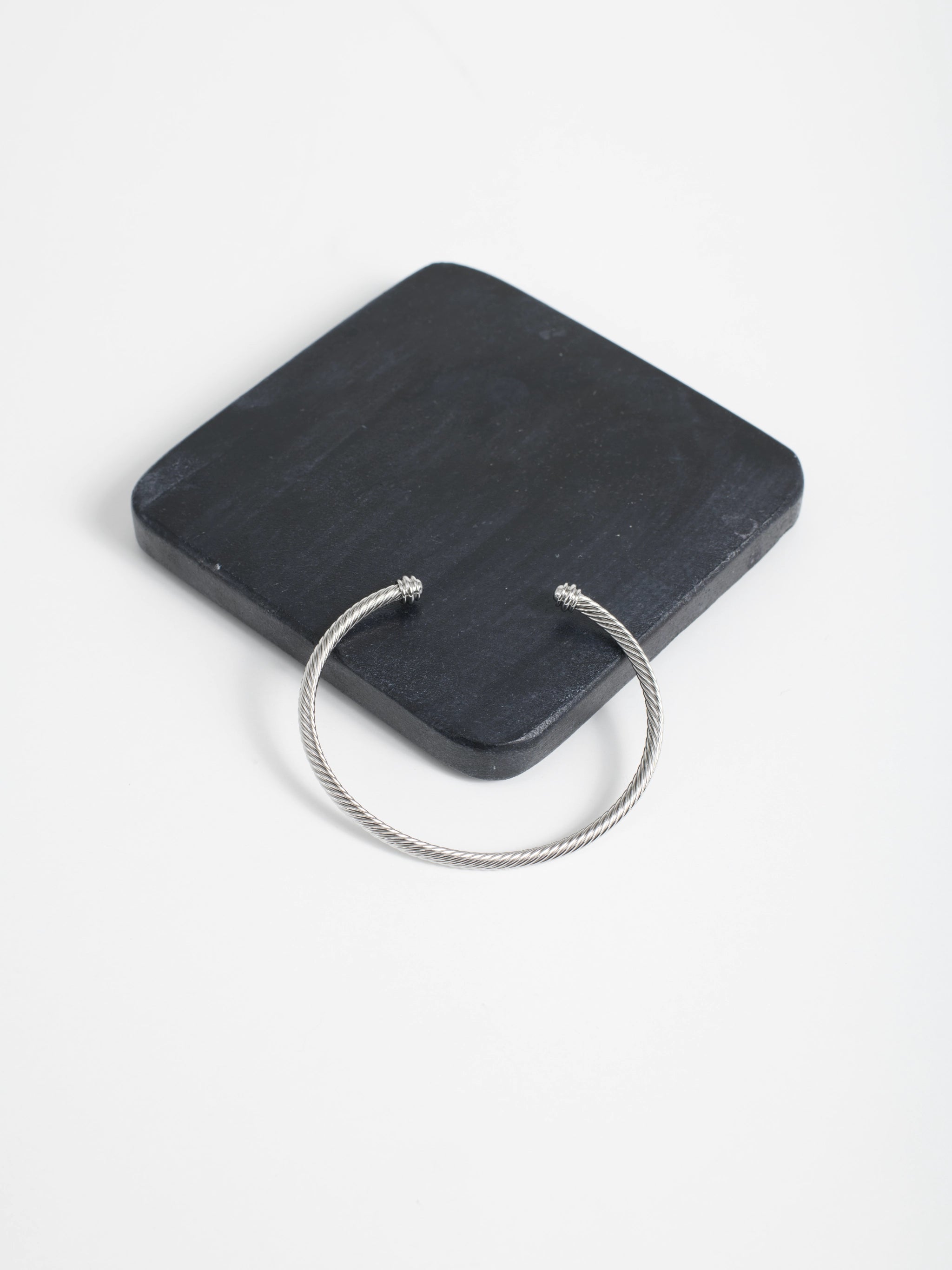 Halima Twisted Silver Cable Bangle