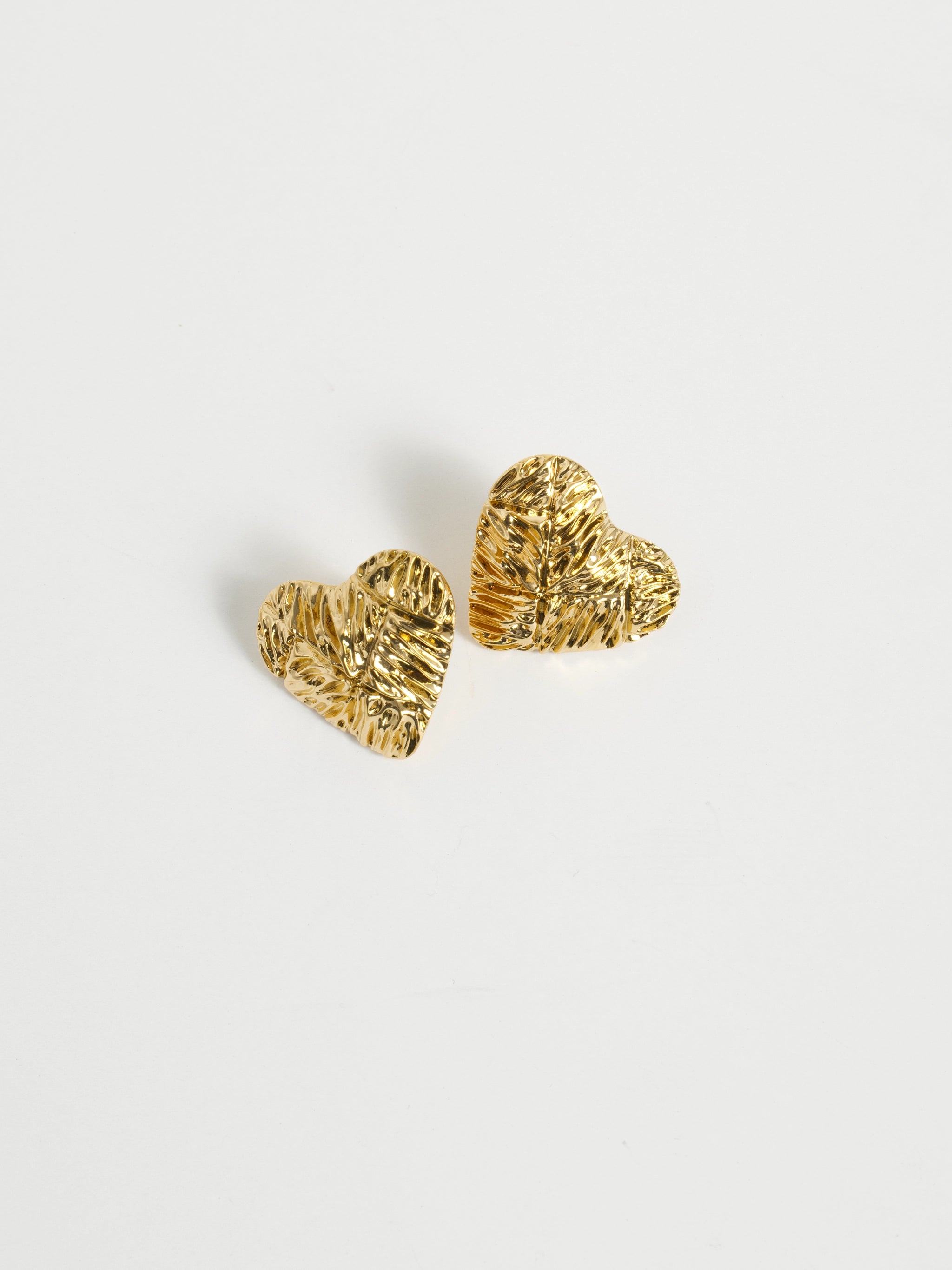 Amina Textured Gold Heart Earrings