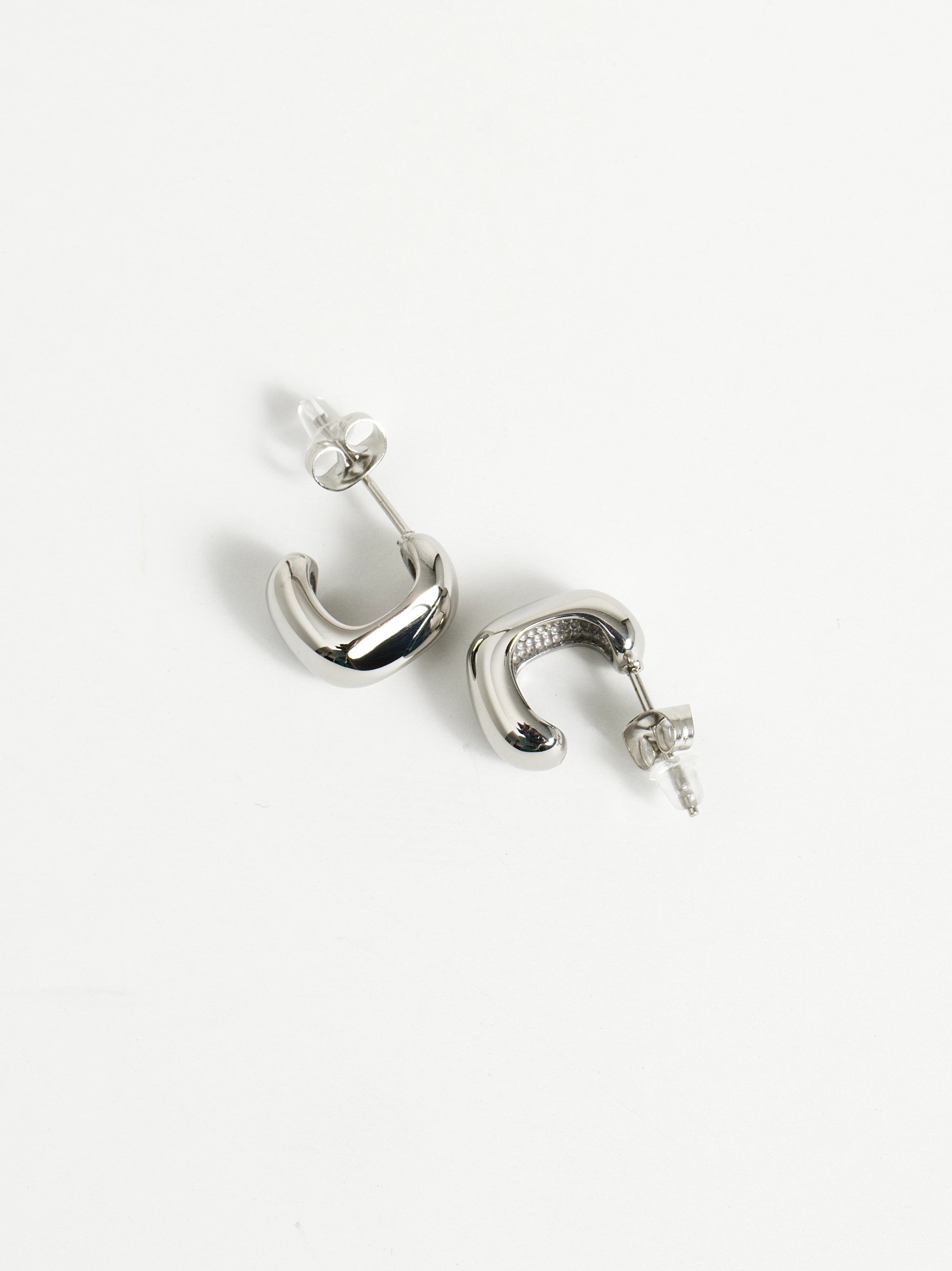 Aisha Polished Silver Hoop Earrings