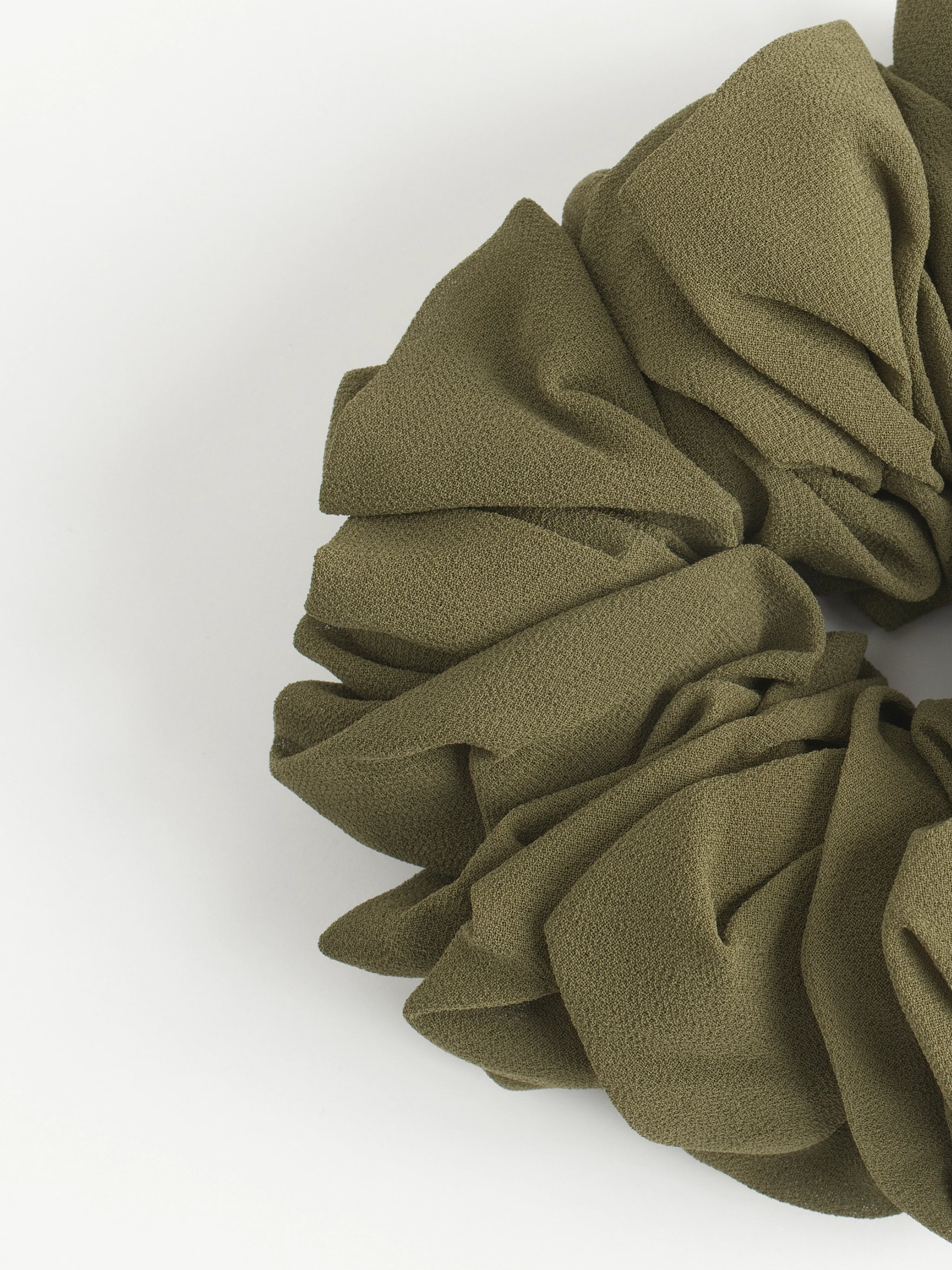 Zoomed image of Olive chiffon scrunchie