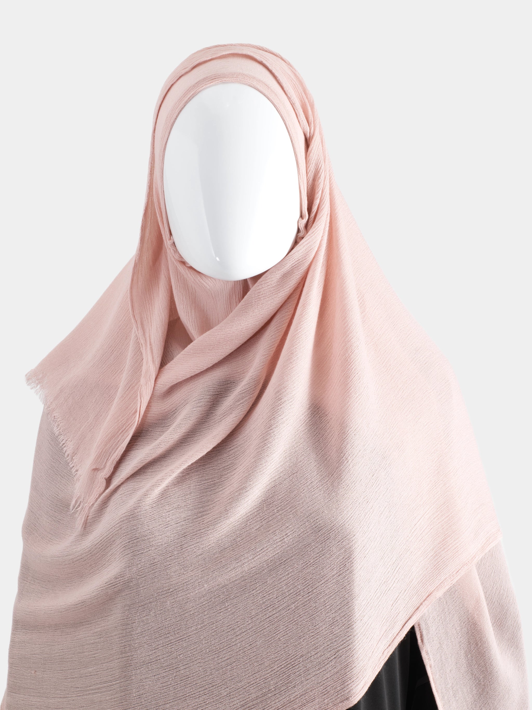 Angled view of the Rose Instant Hijab showing how the fabric drapes securely over the shoulder without slipping