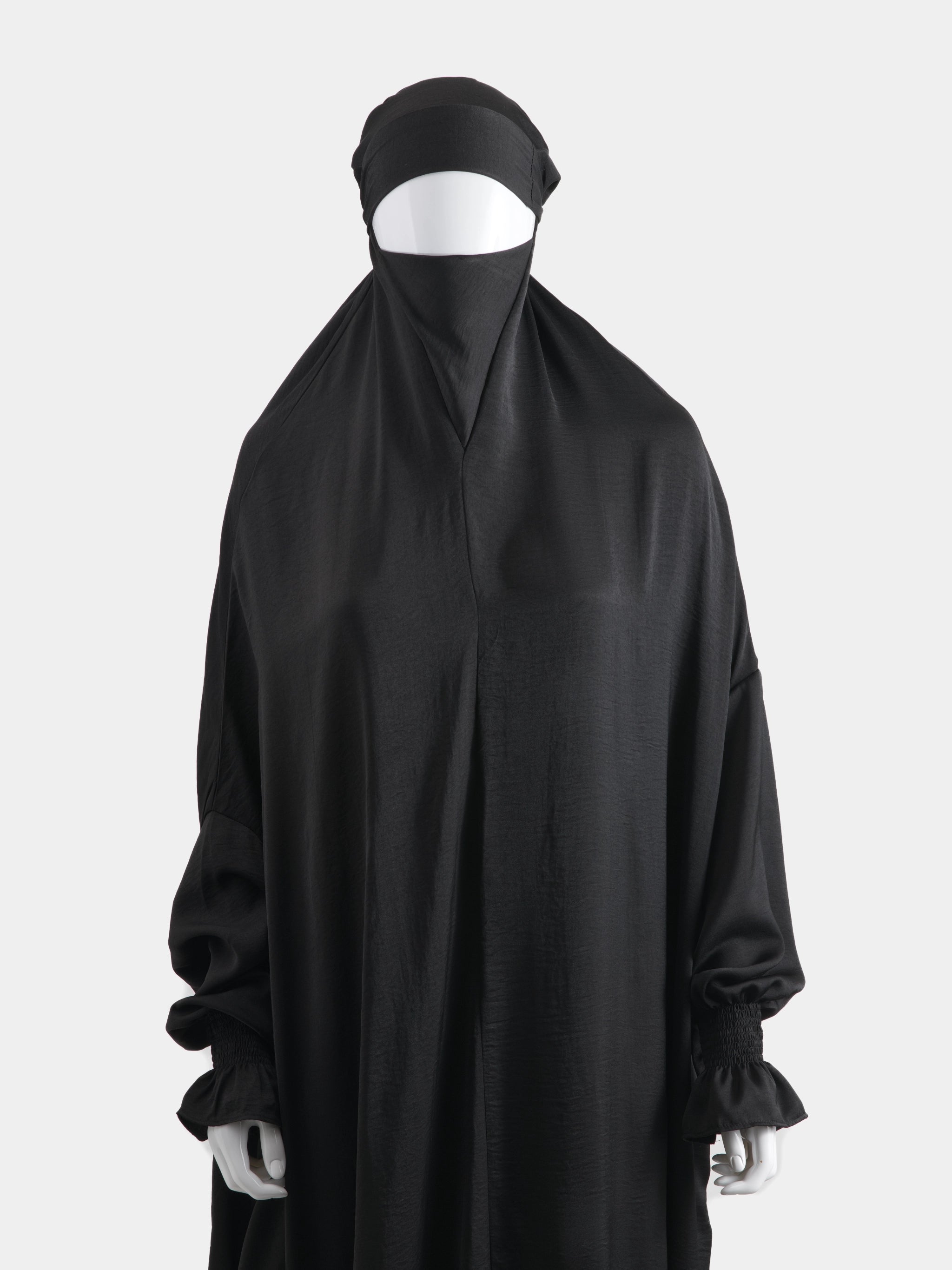 Washed Silk Jilbab - Black