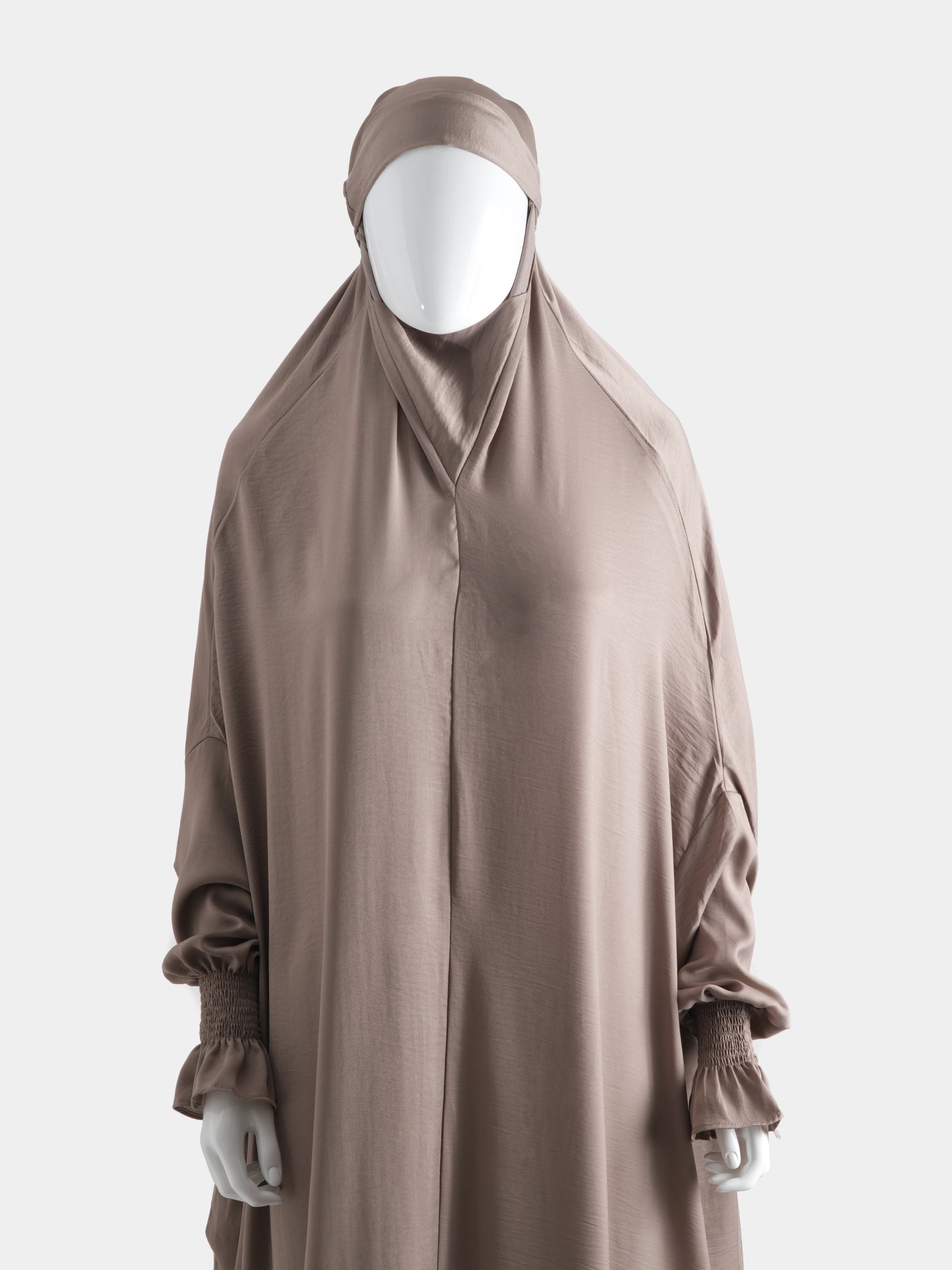 Washed Silk Jilbab - Taupe