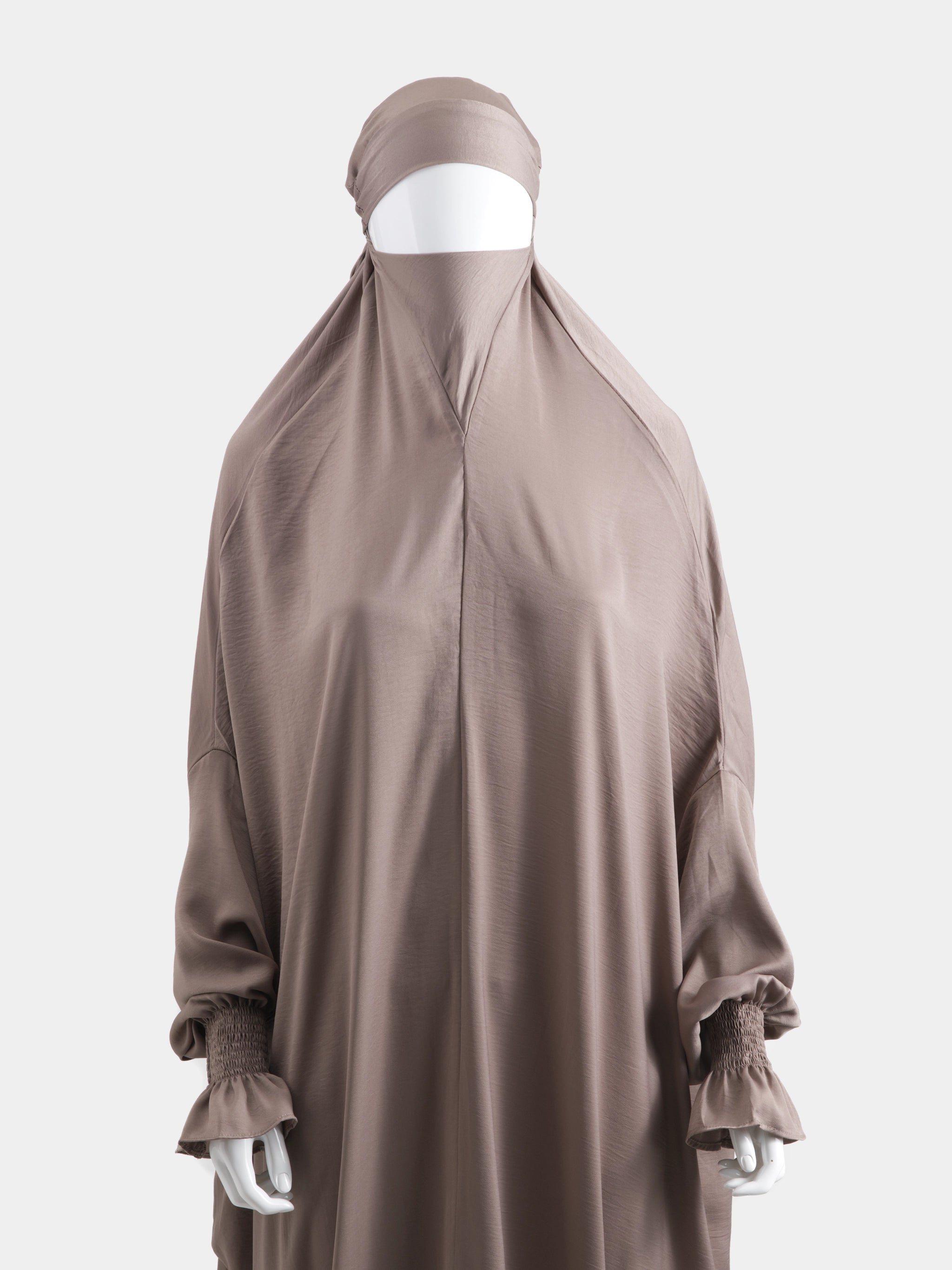 Washed Silk Jilbab - Taupe