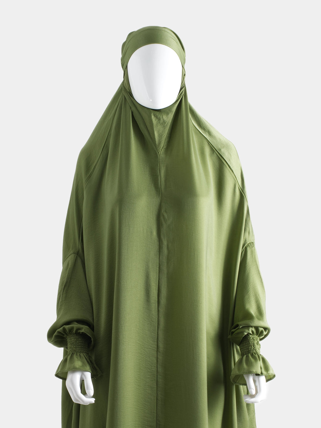Washed Silk Jilbab - Moss Green