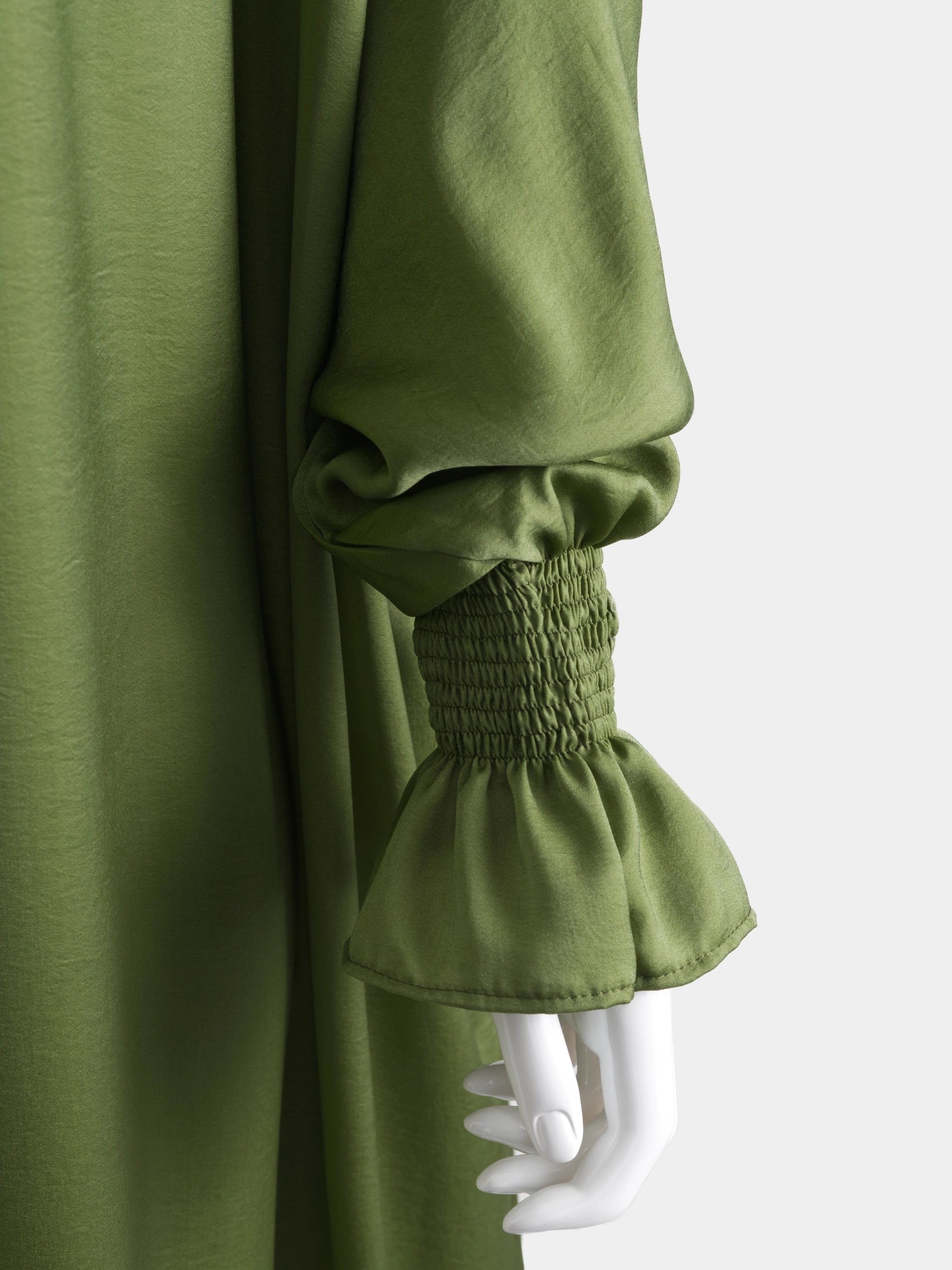 Washed Silk Jilbab - Moss Green