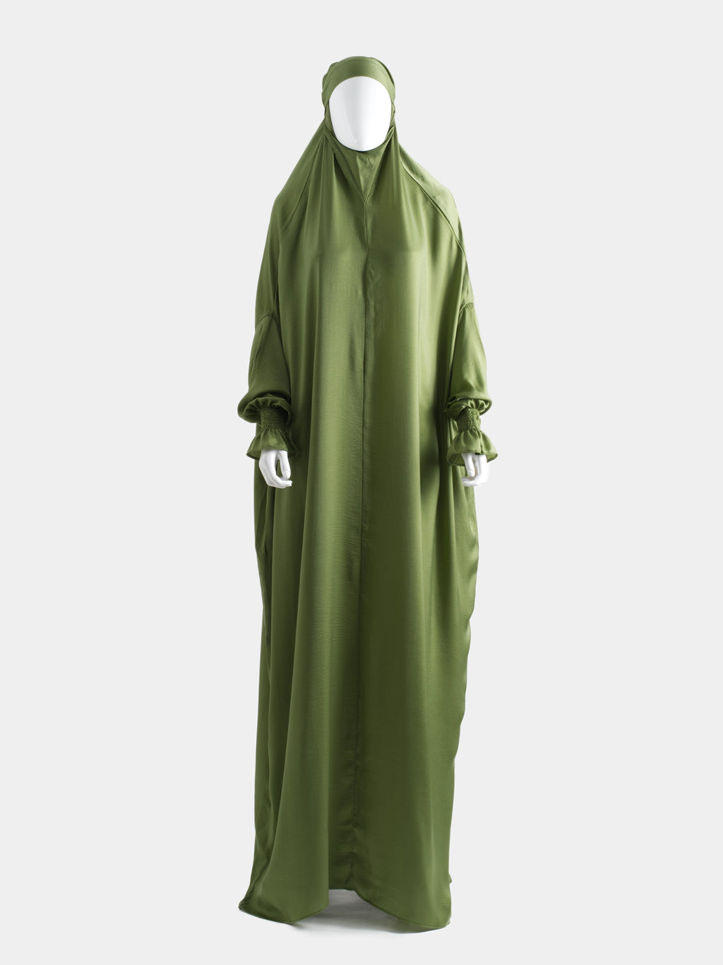 Washed Silk Jilbab - Moss Green