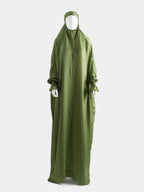 Washed Silk Jilbab - Moss Green
