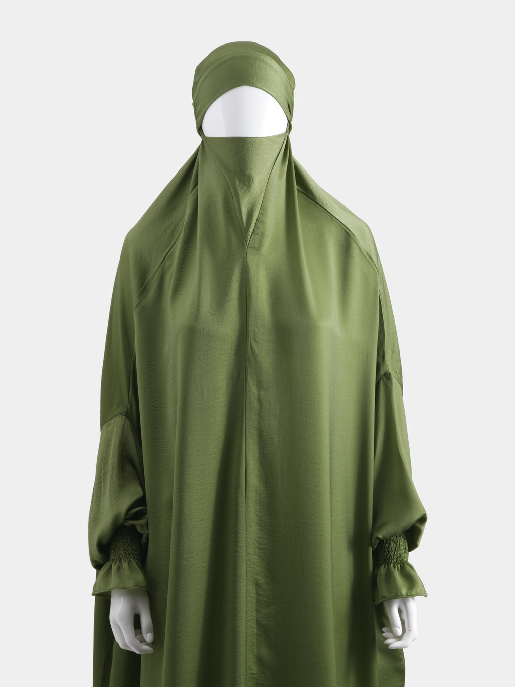Washed Silk Jilbab - Moss Green