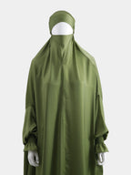 Washed Silk Jilbab - Moss Green