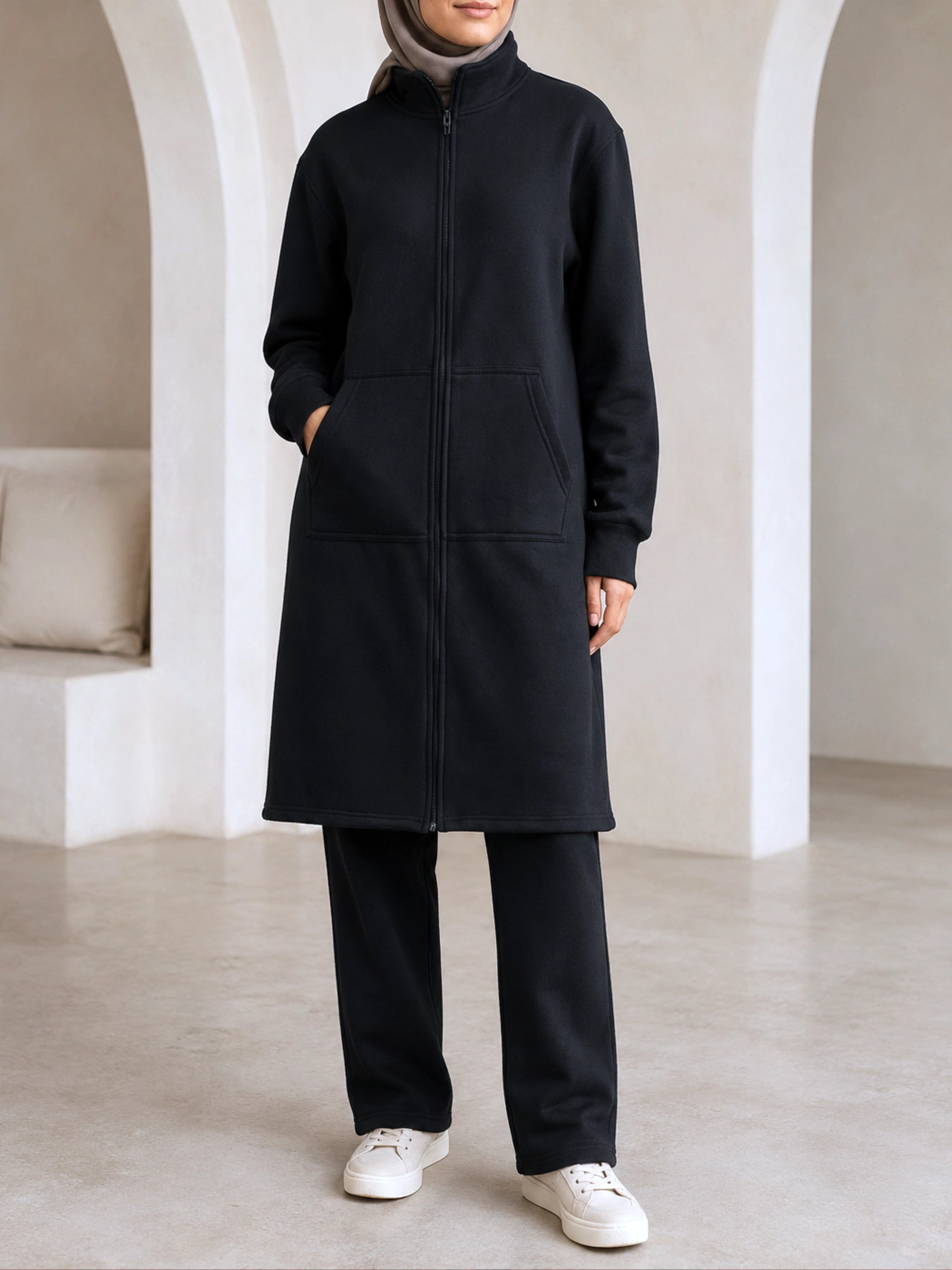 Cotton Fleece Lounge Set - Charcoal