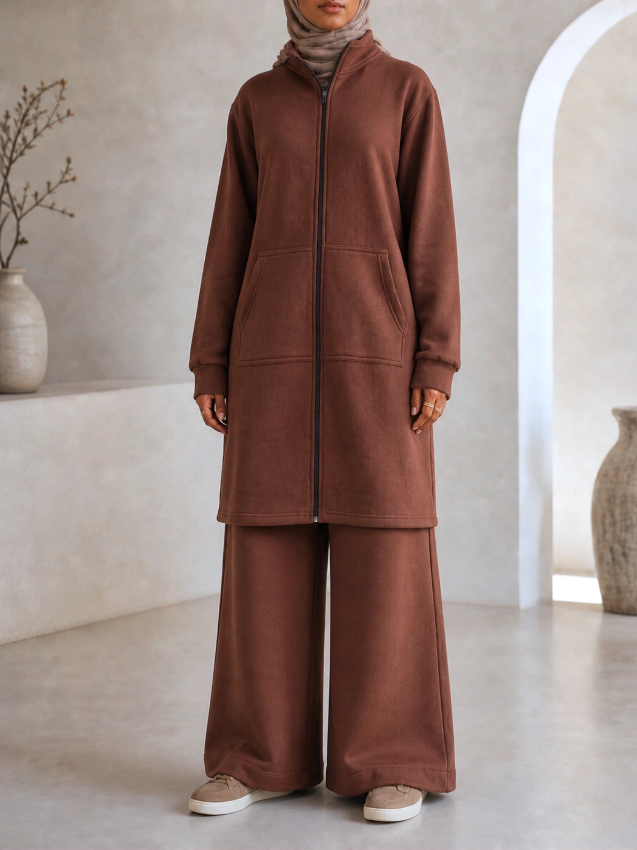 Cotton Fleece Lounge Set - Chestnut