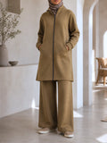 Cotton Fleece Lounge Set - Taupe