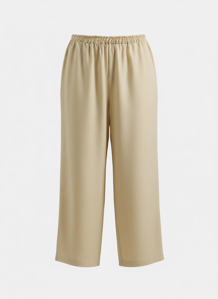 Creme Luxe Wide-Leg Pants