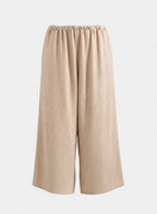 Textured Beige Wide-Leg Pants