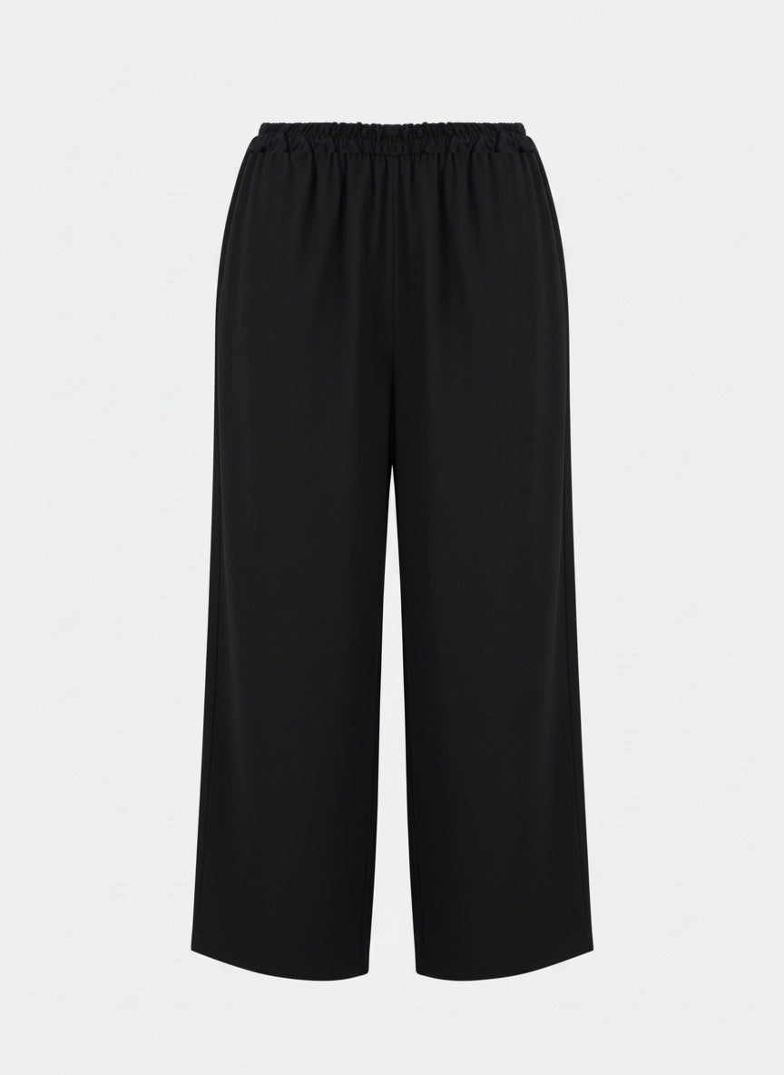 Textured Black Wide-Leg Pants