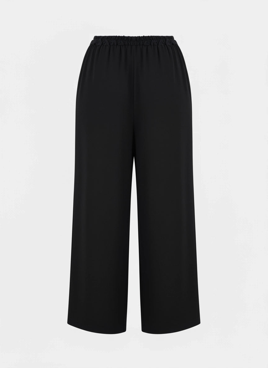 Textured Black Wide-Leg Pants